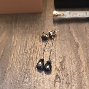 Thomas Sabo Sterling Silver Black Teardrop Dangle Earrings